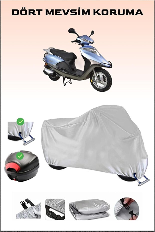Rear Bag and Lock Compatible Gray Motorcycle Tarpaulin for Arora Ar 100-7 Special Alfa, Safe
