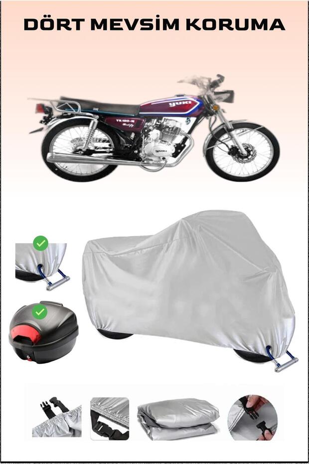 Rear Bag and Lock Compatible Gray Motorcycle Tarpaulin for Yu-Ki Yk-180M Modify, Safe