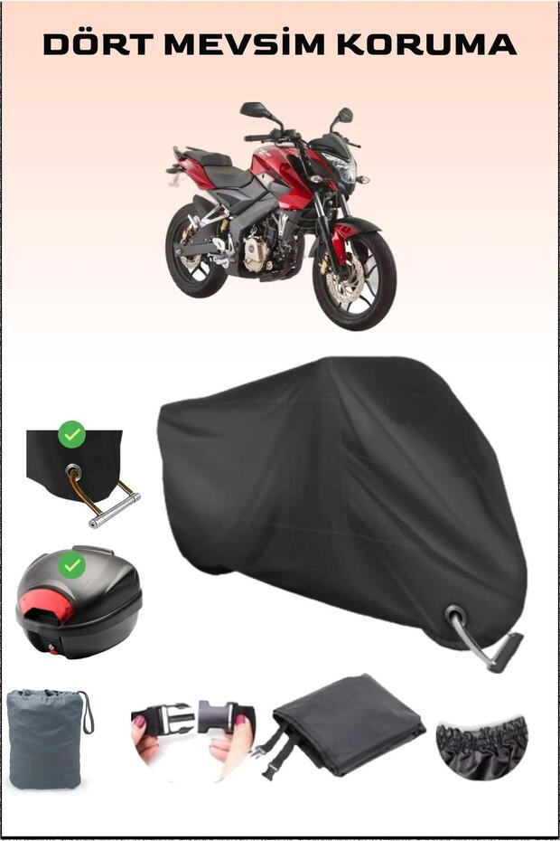 Black Rear Bag and Lock Compatible Motorcycle Tarpaulin for Bajaj Pulsar Ns 150, Safe
