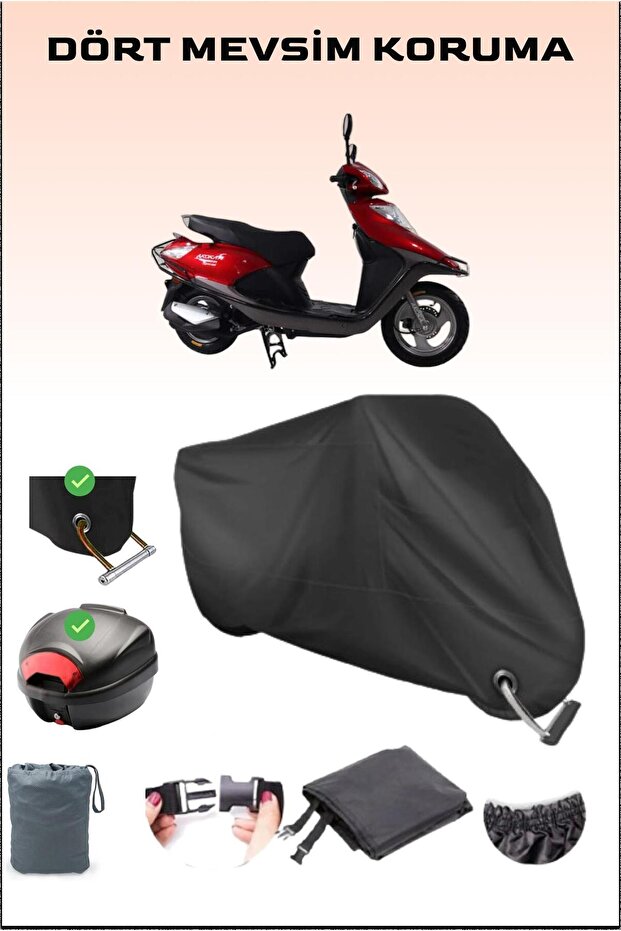 قماش القنب الأسود للدراجة النارية المتوافق مع الحقيبة الخلفية والقفل من أجل Arora Ar 100t 2a Special، آمن