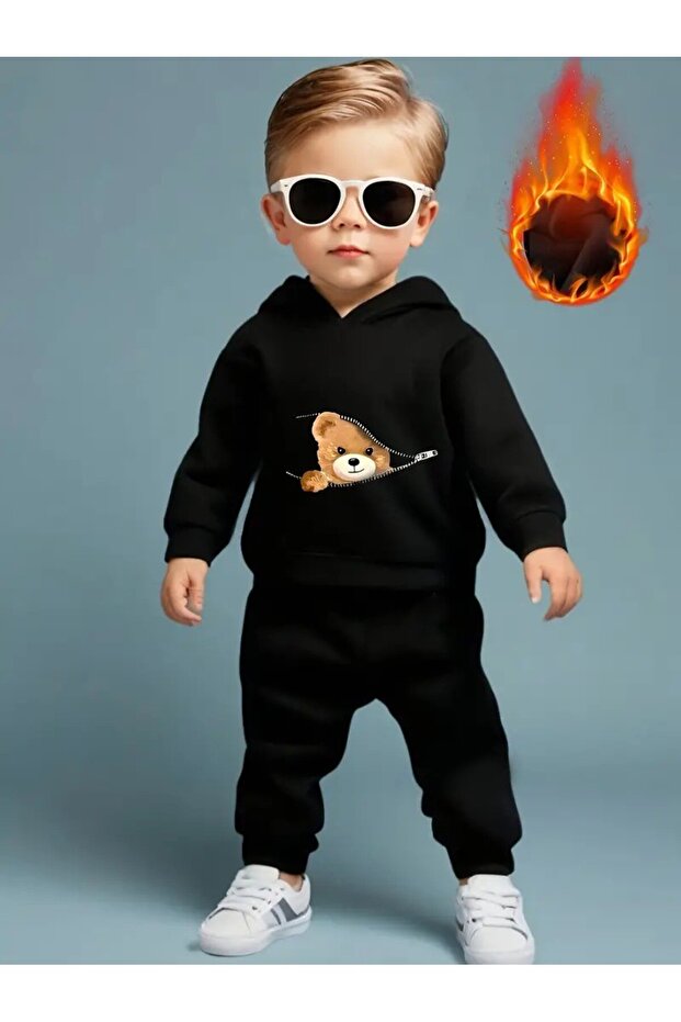Children's Printed Hooded Tracksuit Set
