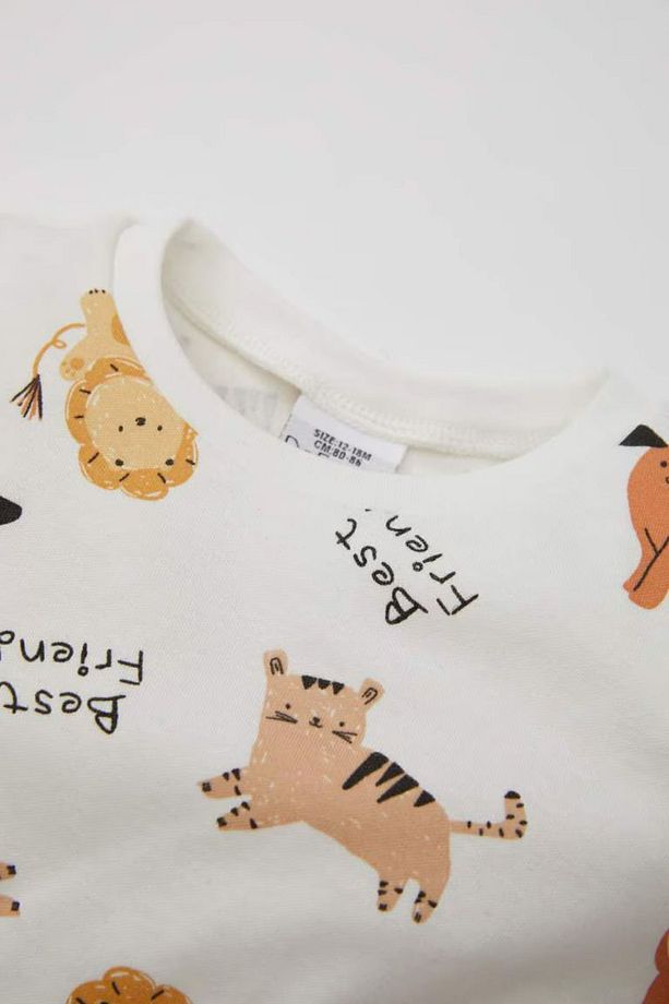Erkek Bebek Pijama Takımı Aslan Baskılı Uzun Kollu Üst Uzun Alt D1771a524au - 3