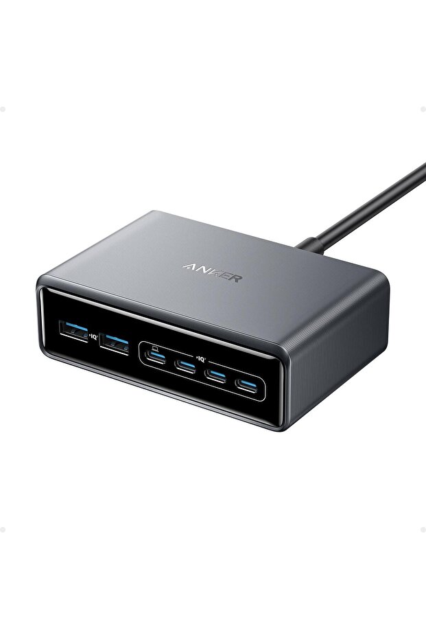 Prime 200W USB-C Şarj Cihazı, 6 Bağlantı Noktalı GaN Şarj İstasyonu, Gümüş - A2683 - 1