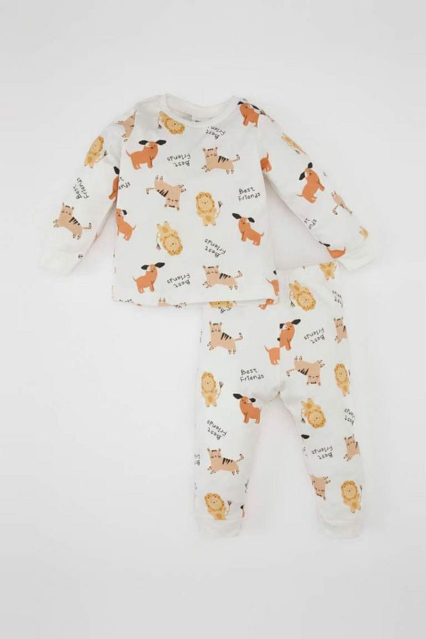 Erkek Bebek Pijama Takımı Aslan Baskılı Uzun Kollu Üst Uzun Alt D1771a524au - 1