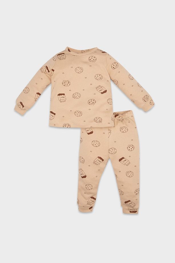 Erkek Bebek Pijama Takımı Süt Baskılı Uzun Kollu Üst Uzun Alt D5350a524wn - 1