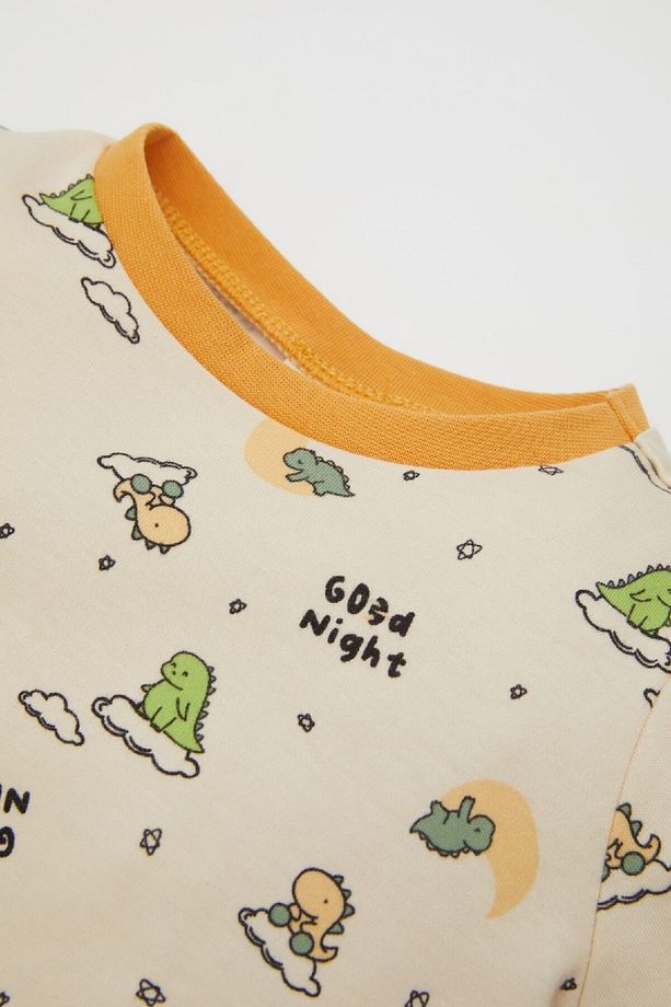 Erkek Bebek Pijama Takımı Dinazor Baskılı Uzun Kollu Üst Uzun Alt D3437a524wn - 3