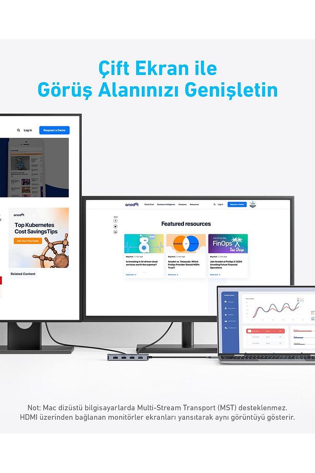 Usb-c Hub (7-İN-1, DUAL DİSPLAY) Gri - A8374 - 3