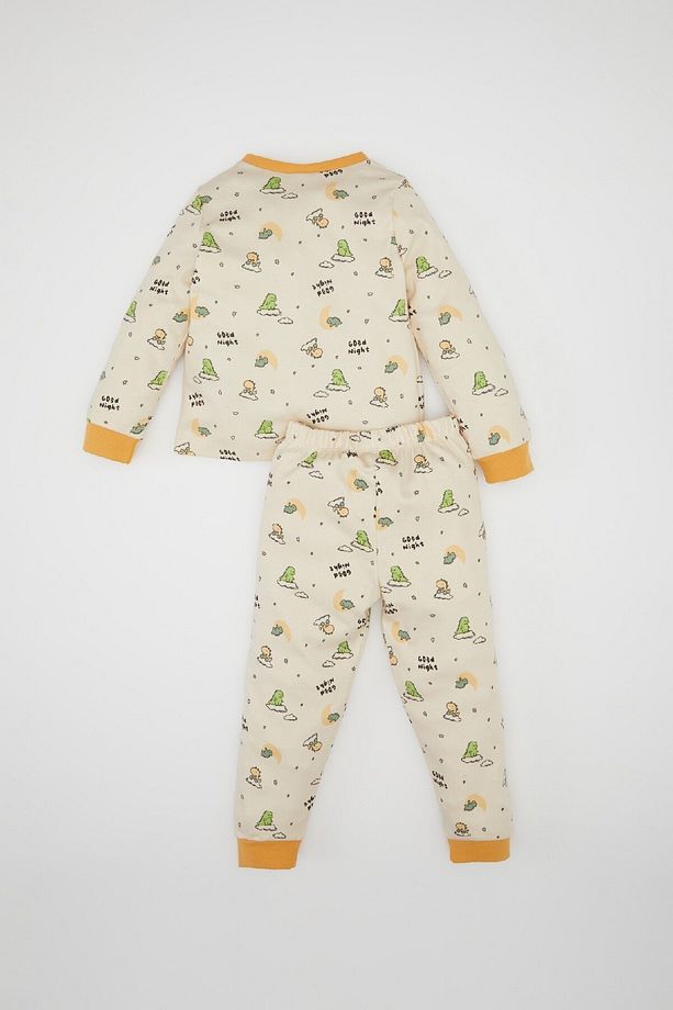 Erkek Bebek Pijama Takımı Dinazor Baskılı Uzun Kollu Üst Uzun Alt D3437a524wn - 5