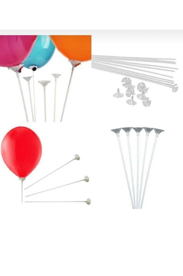 50 Adet Balon Çubuğu Sopası ve 50 Adet Takma Çubukları - 1