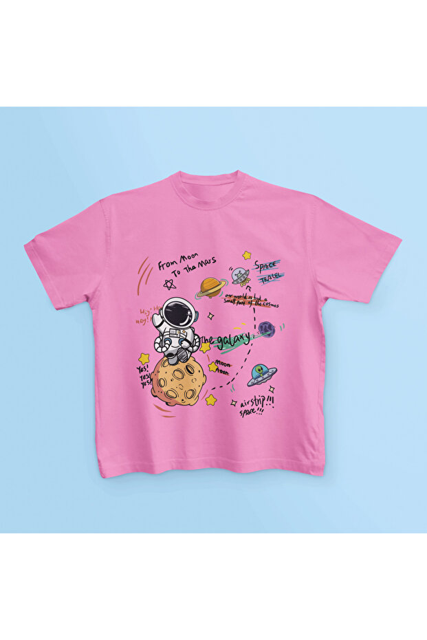 Galaxy Printed Cycling Neck Cotton Short Sleeve Children's Tshirt