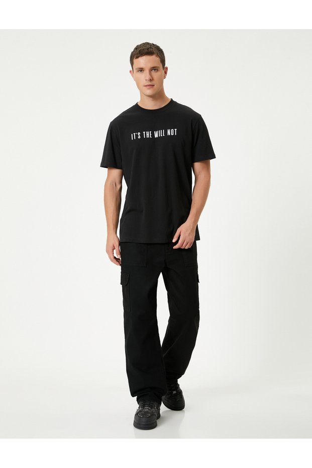 Cotton Short Sleeve Slogan Printed Crew Neck T-Shirt