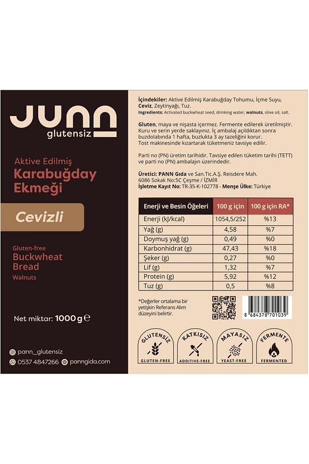 Glutensiz Karabuğday Ekmeği, Cevizli_3x1000gr_mayasız, Aktive Edilmiş Karabuğday Tohumu - 6