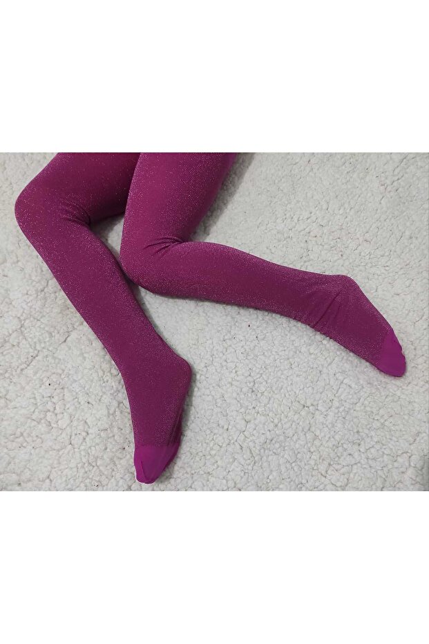 Girl's Fuchsia Pretty Glittery Pantyhose