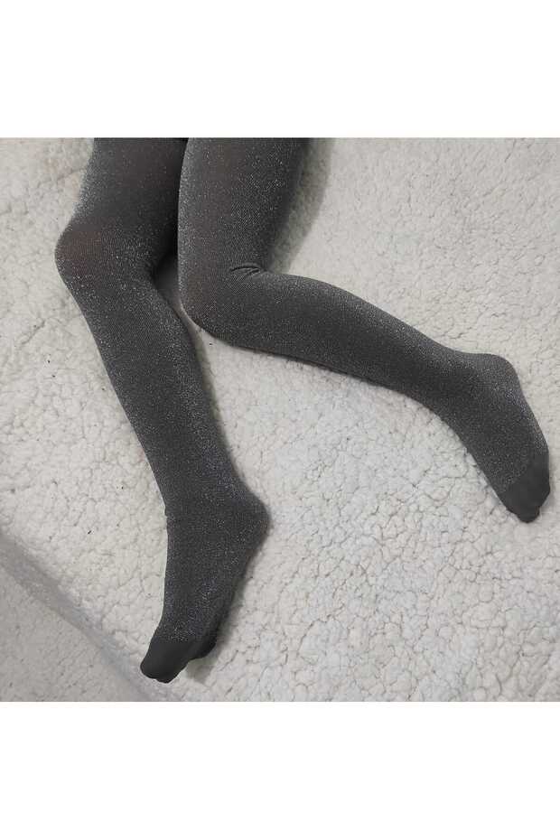 Girl's Graphite Pretty Glittery Pantyhose