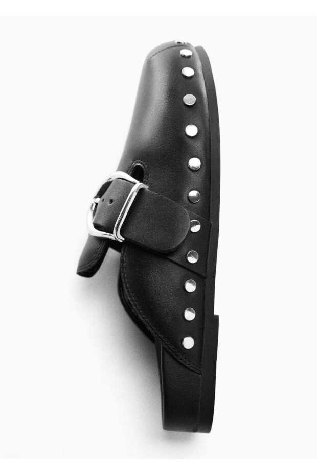 Zımbalı topuklu deri terlik - 3