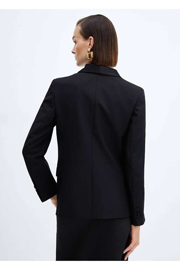 Satin Collar Wool Blazer Jacket - 4