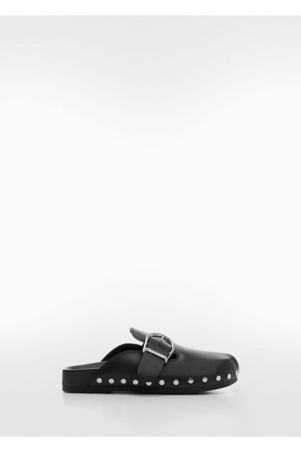 Zımbalı topuklu deri terlik - 2