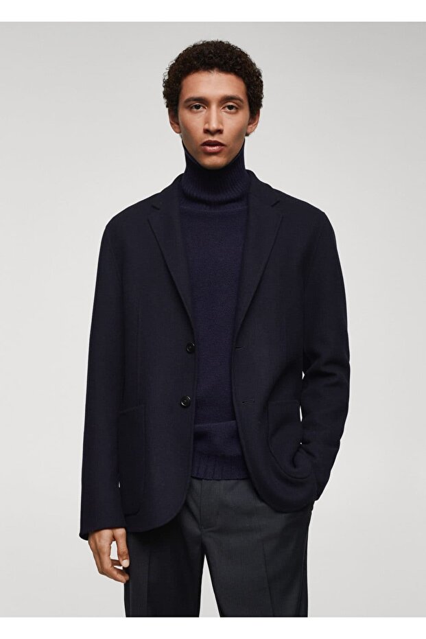 Elde dikilmiş yünlü blazer ceket - 1