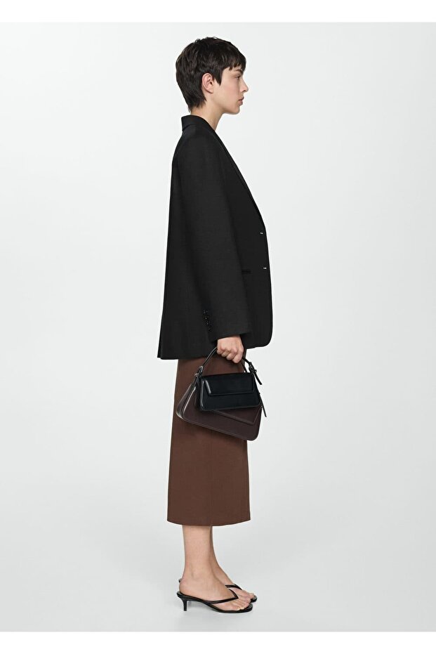 Düğmeli keten blazer ceket - 6