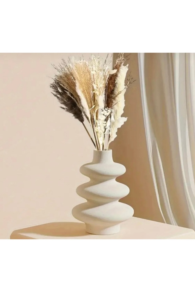 10cm Bohemian Nordic Style Pampas Vase - Decorative Living Room Accessory Table Ornament