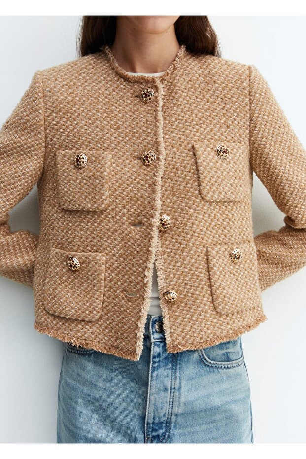 Düğmeleri taşlı tüvit ceket - 5