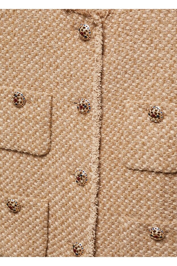 Düğmeleri taşlı tüvit ceket - 7