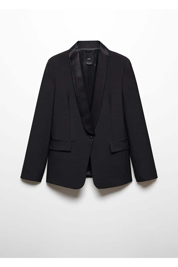 Satin Collar Wool Blazer Jacket - 3