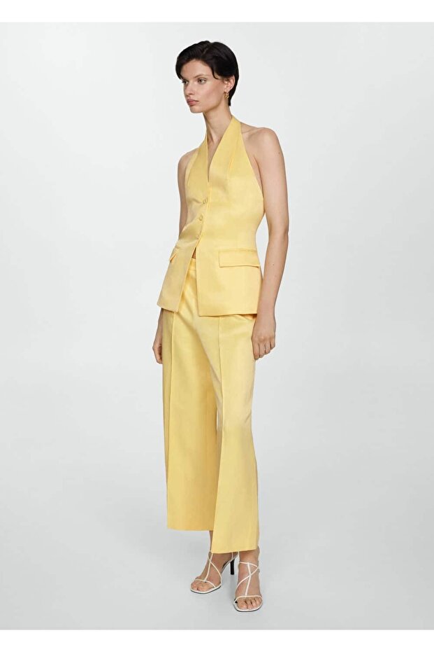 Halter Yaka Düğmeli Yelek - 2