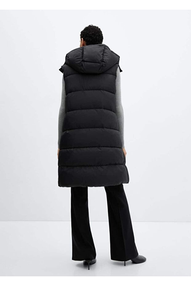 Kapüşonlu kapitone yelek - 4