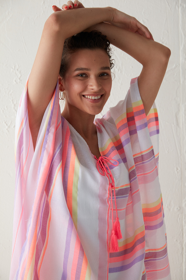 Ριγέ νέον Καφτάν - 5