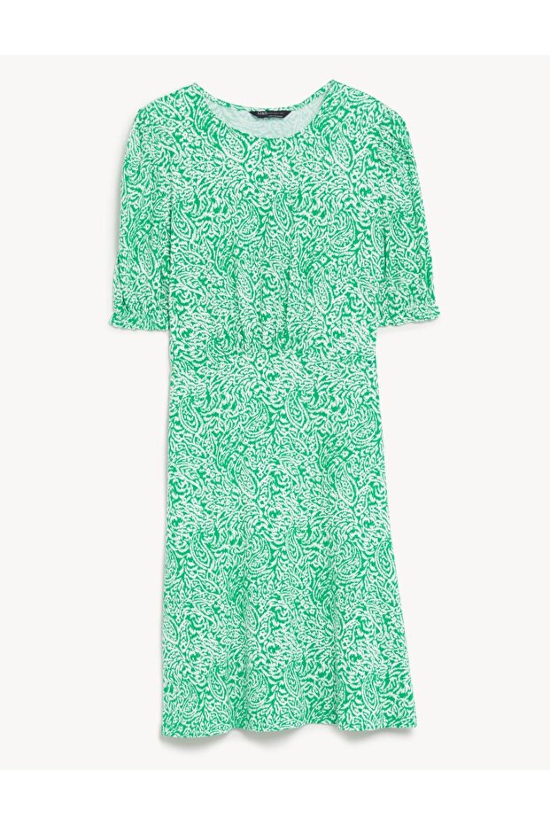 Desenli Mini Örme Elbise - 5