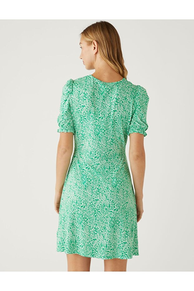 Desenli Mini Örme Elbise - 4