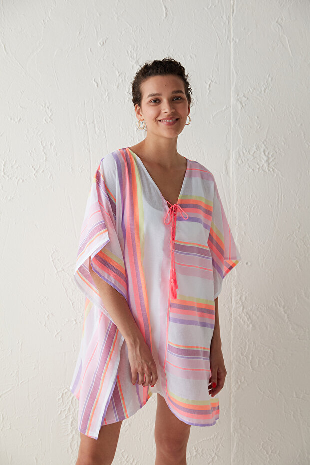 Ριγέ νέον Καφτάν - 1