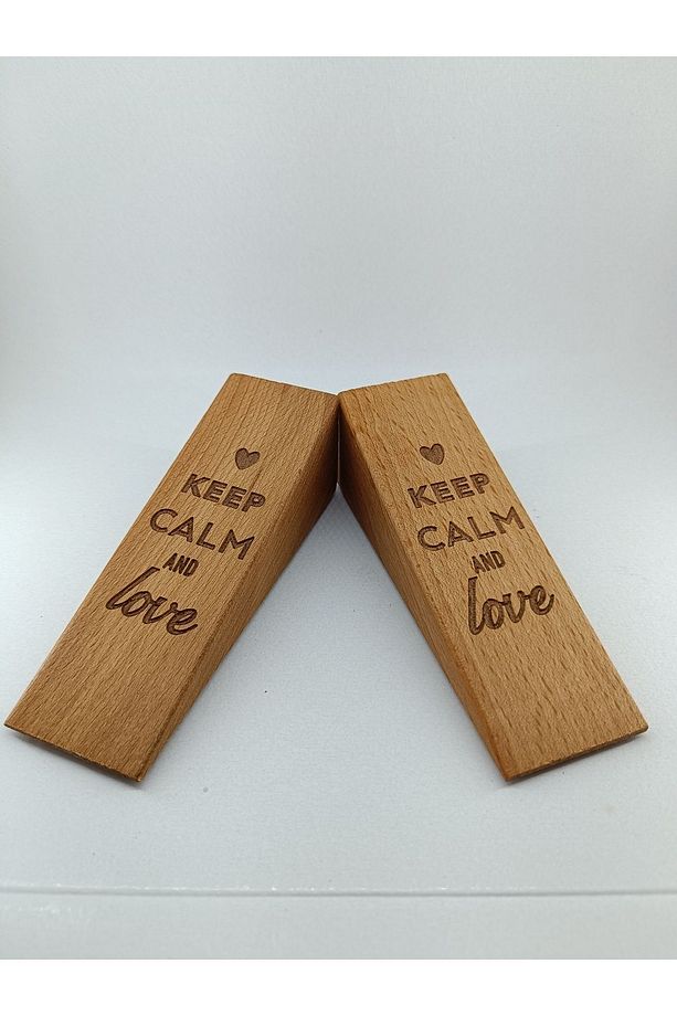 Kapı Stoperi, Kapı Tutucu, Kapı Takozu, Kaydırmaz Aparatlı Keep Calm And Love Yazılı 2 Adet - 4