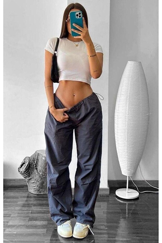 KISA KOLLU BASIC CROP TİŞÖRT BEYAZ - 1