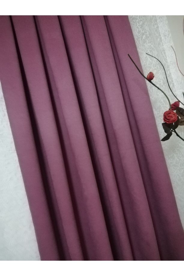 Gül Kurusu Pilesiz Ekstraforlu Düz Dikim Fon Perde Tek Kanat 9211 - 3