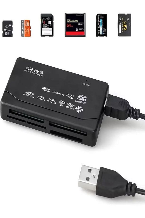 26 in 1 Çoklu Kart Okuyucu Usb Sd Sdhc Mini Micro Sd Memory Stick Duo M2 Mmc Xd CF - 9