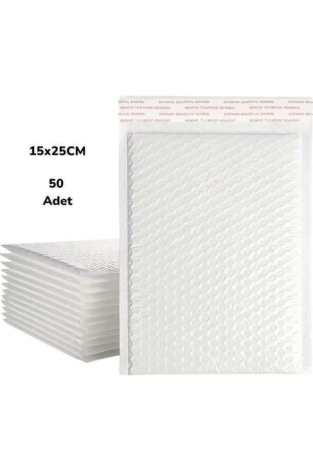 Beyaz Sedefli Balonlu Kargo Poşeti 15 X 25 + 4 cm 50 Adet - 6