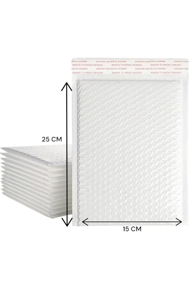 Beyaz Sedefli Balonlu Kargo Poşeti 15 X 25 + 4 cm 50 Adet - 1