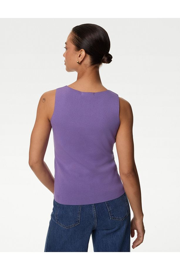 Regular Fit Yuvarlak Yaka Örme Bluz - 3