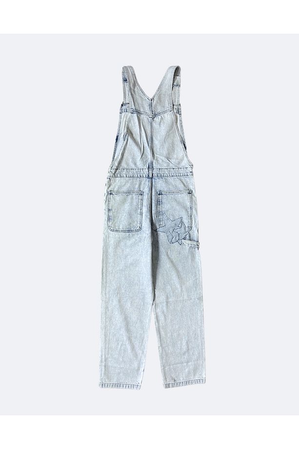 Kot Tulum Mavi Starry Patch Unisex Baggy Salopet - 2