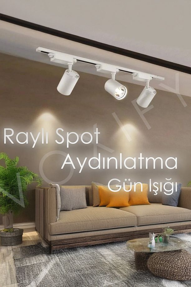 3 Spotlu Raylı Tavan Led Avize Aydınlatma Seti Yüksek Kaliteli Işık Ortam Aydınlatma - 1
