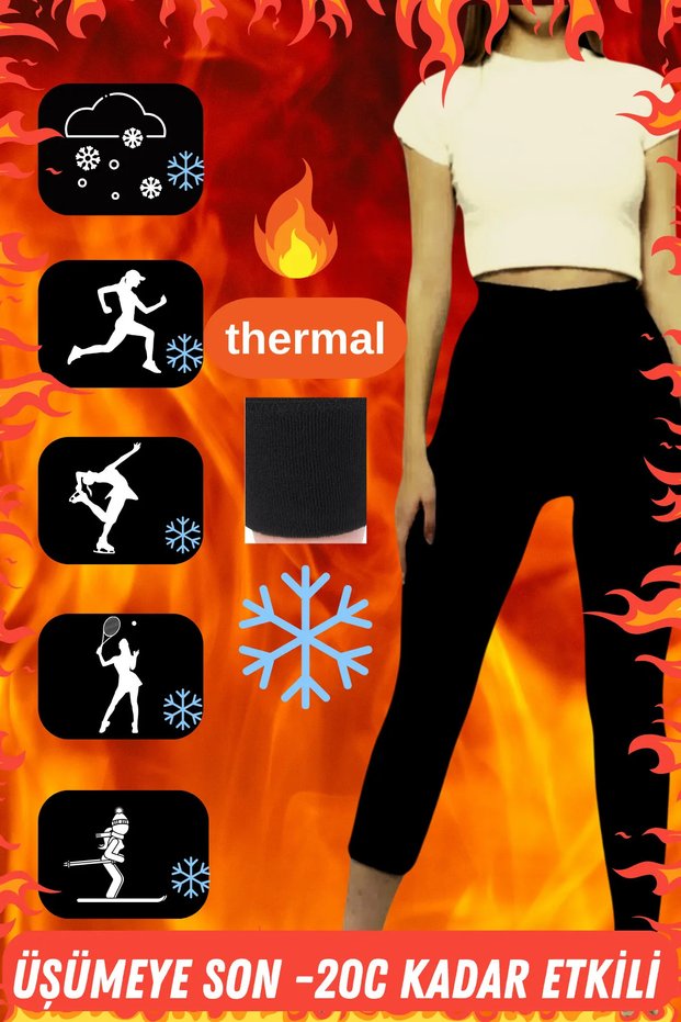 Unisex Black Thermal Plush Inside Winter Warm Thermal Underwear Leggings