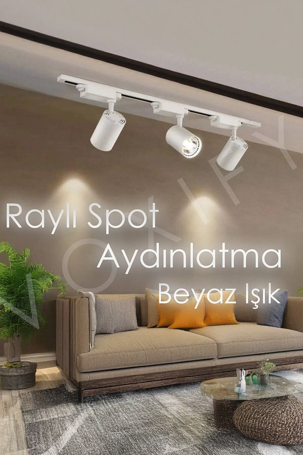 3 Spotlu Raylı Tavan Led Avize Aydınlatma Seti Yüksek Kaliteli Işık Ortam Aydınlatma - 1
