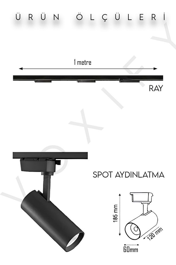 3 Spotlu Raylı Tavan Led Avize Aydınlatma Seti Yüksek Kaliteli Işık Ortam Aydınlatma - 4