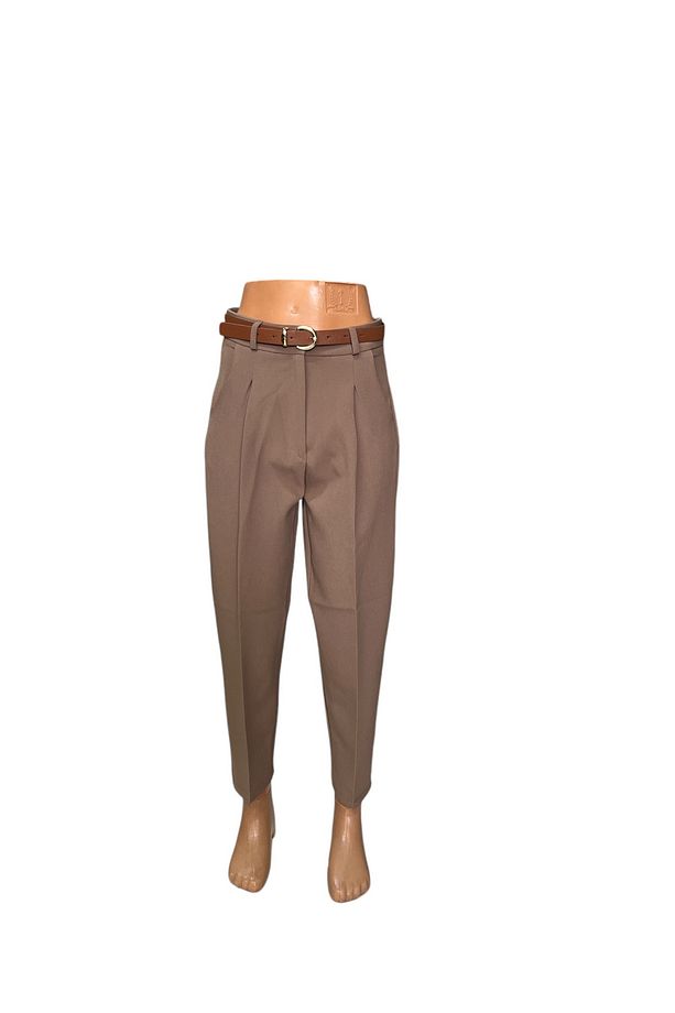havuç model kemerli kumaş pantolon - 1