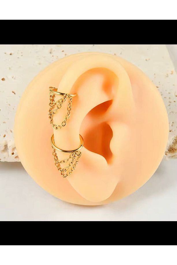 G23 TİTANİUM ( TİTANYUM ) 1 ADET  HELİX LOBE CONCH UYUMLU MENTEŞELİ HALKA PİERCİNG - 3