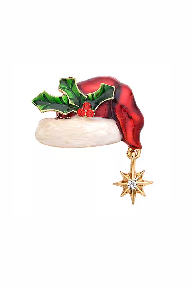 Yılbaşı Şapka Figürlü Broş - 3