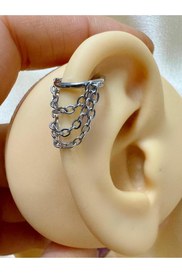 G23 TİTANİUM ( TİTANYUM ) 1 ADET  HELİX LOBE CONCH UYUMLU MENTEŞELİ HALKA PİERCİNG - 1