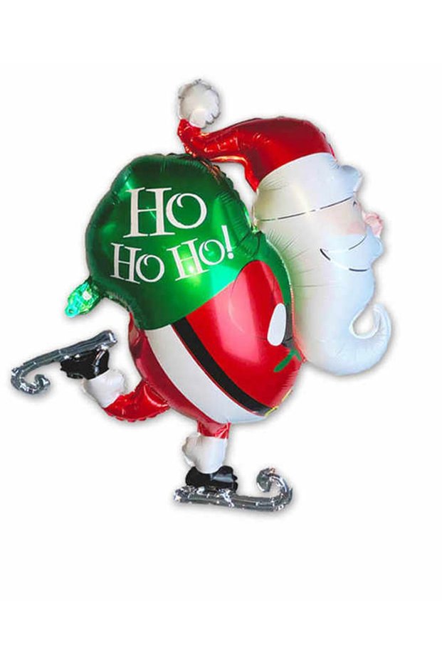 Christmas Ornament Ice Skates Santa Claus Foil Balloon 79-89 cm